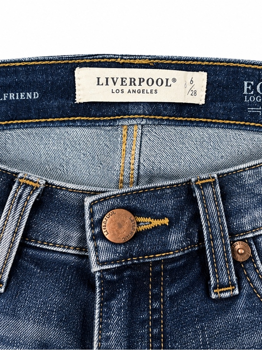 Liverpool Los Angeles Girlfriend Jeans Size 6/28 Distressed Raw Hem - Picture 2 of 3